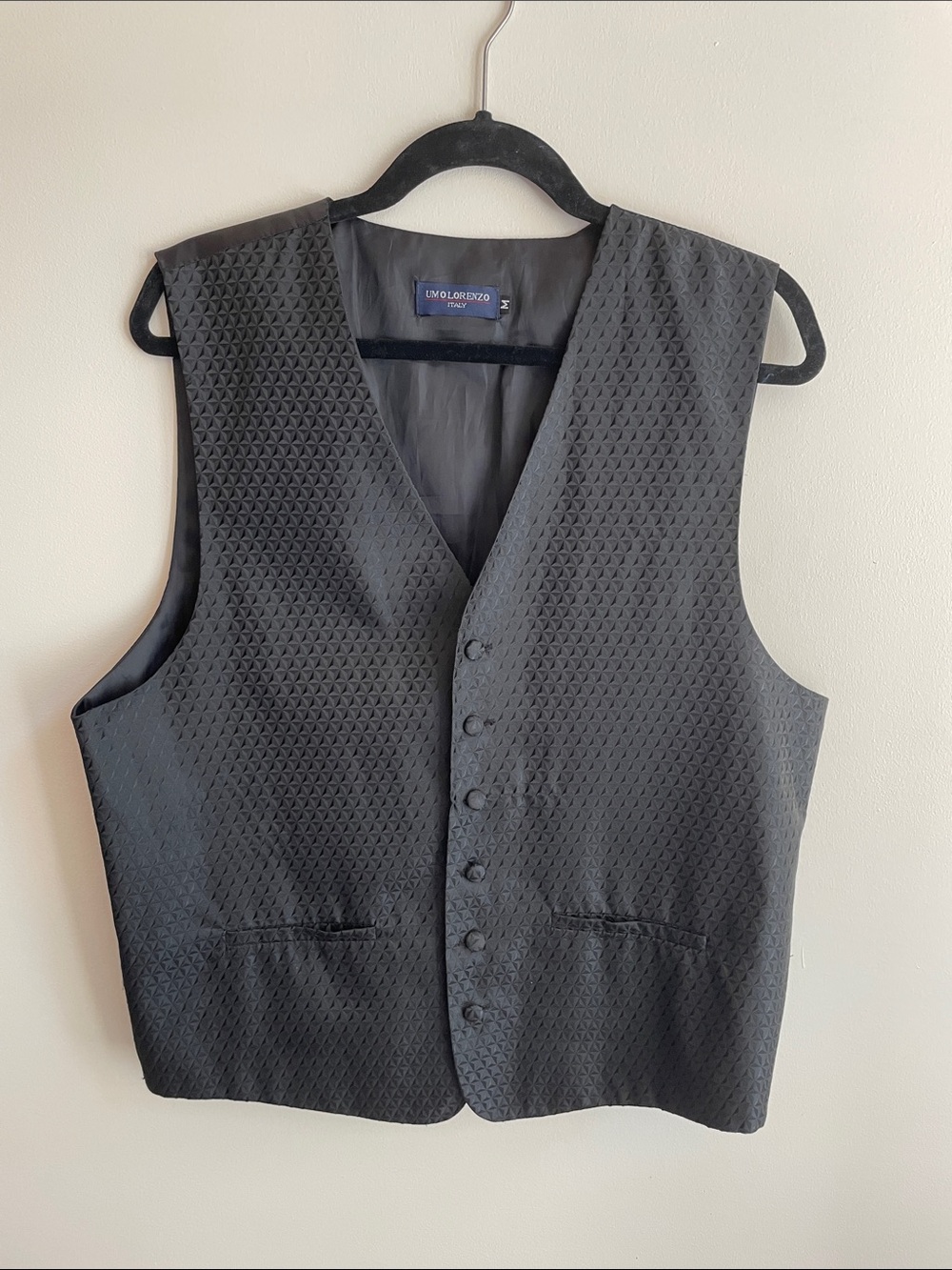 Uomo Lorenzo Black Textured Men's Vest Size Medium